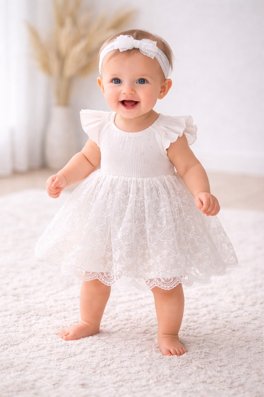 Baby Girl White Lace Cotton Dress Summer